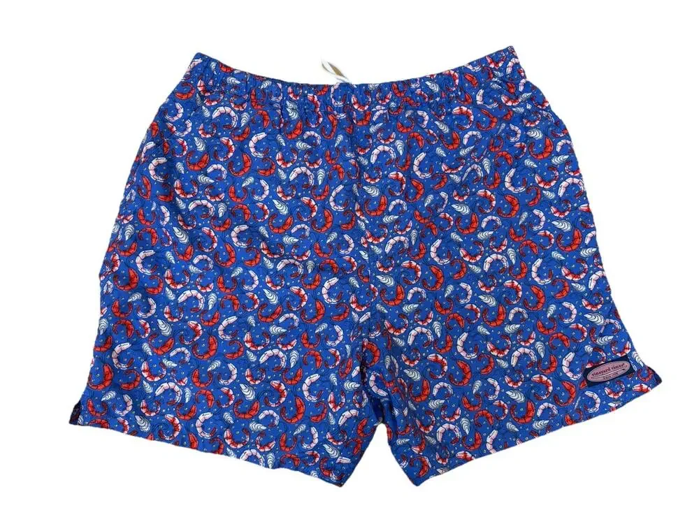 Vineyard Vines Shrimp Print Blue Swim Trunks